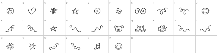 Happy Day Dingbats Glyph Map