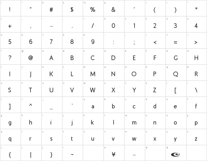 COM4t Sans Medium Glyph Map